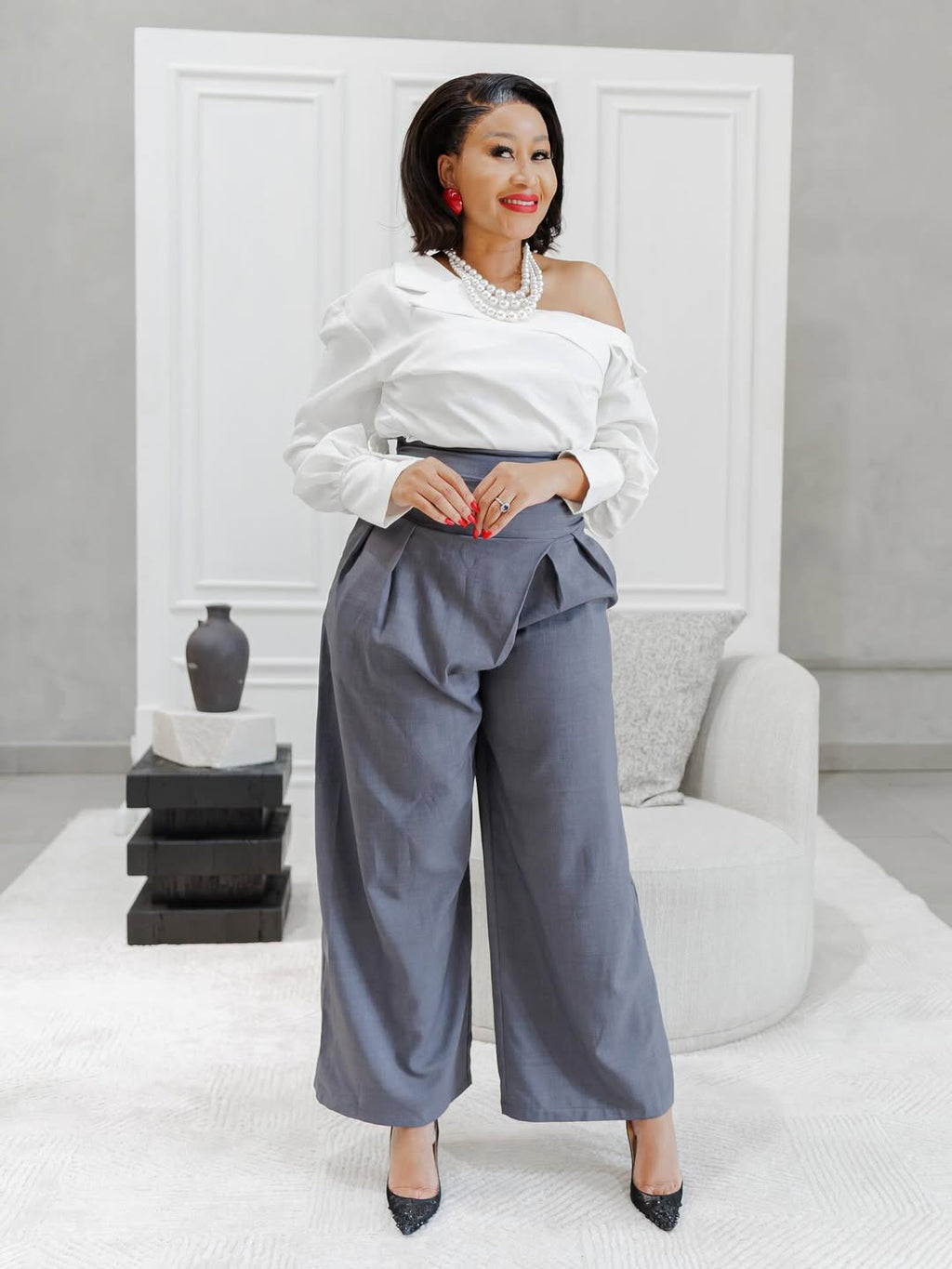 Pleated top pants