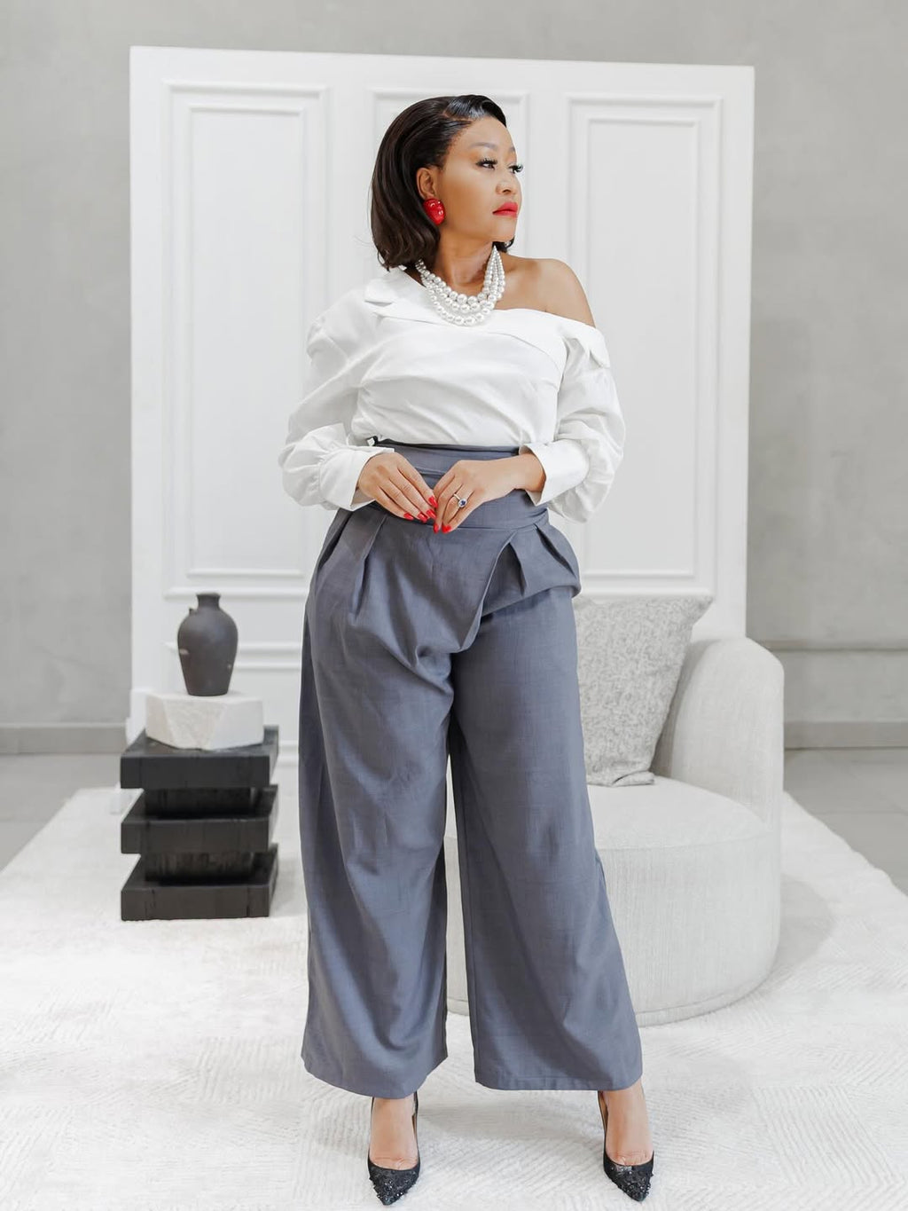 Pleated top pants