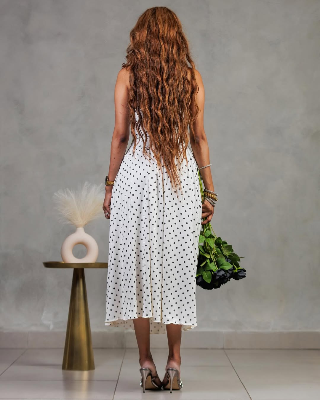 polka dot symmetrical dress