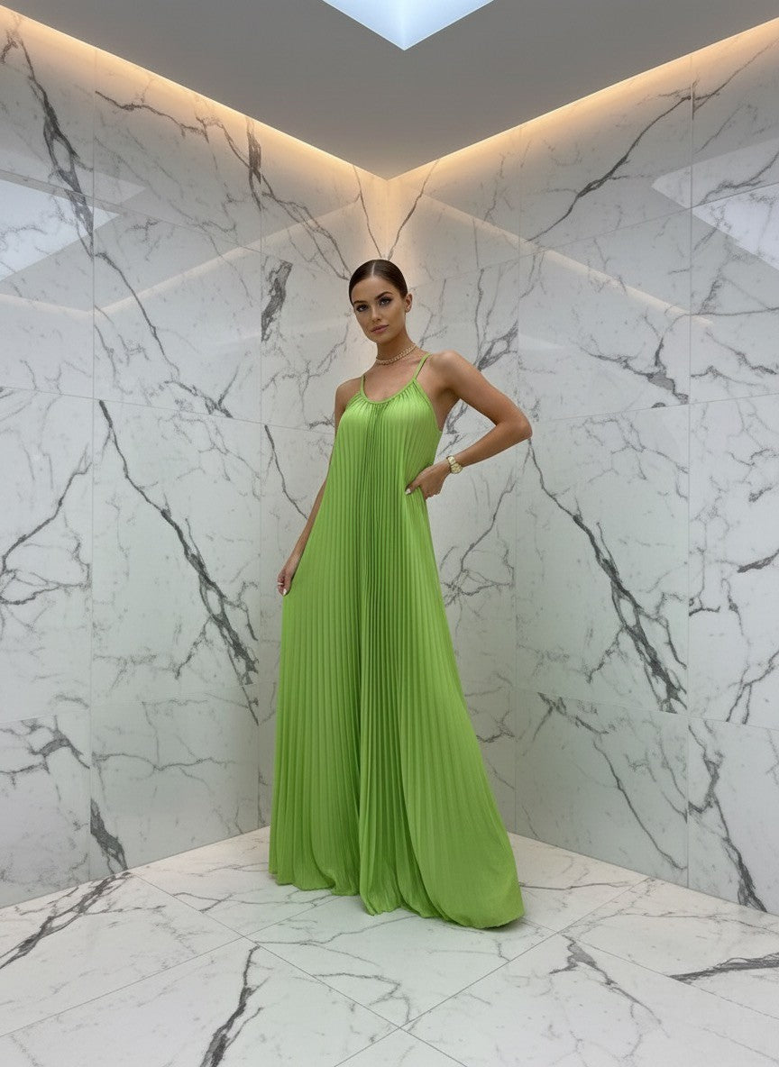 Lime green flare dress
