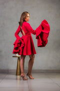 Ruffle sleeves cocktail dress