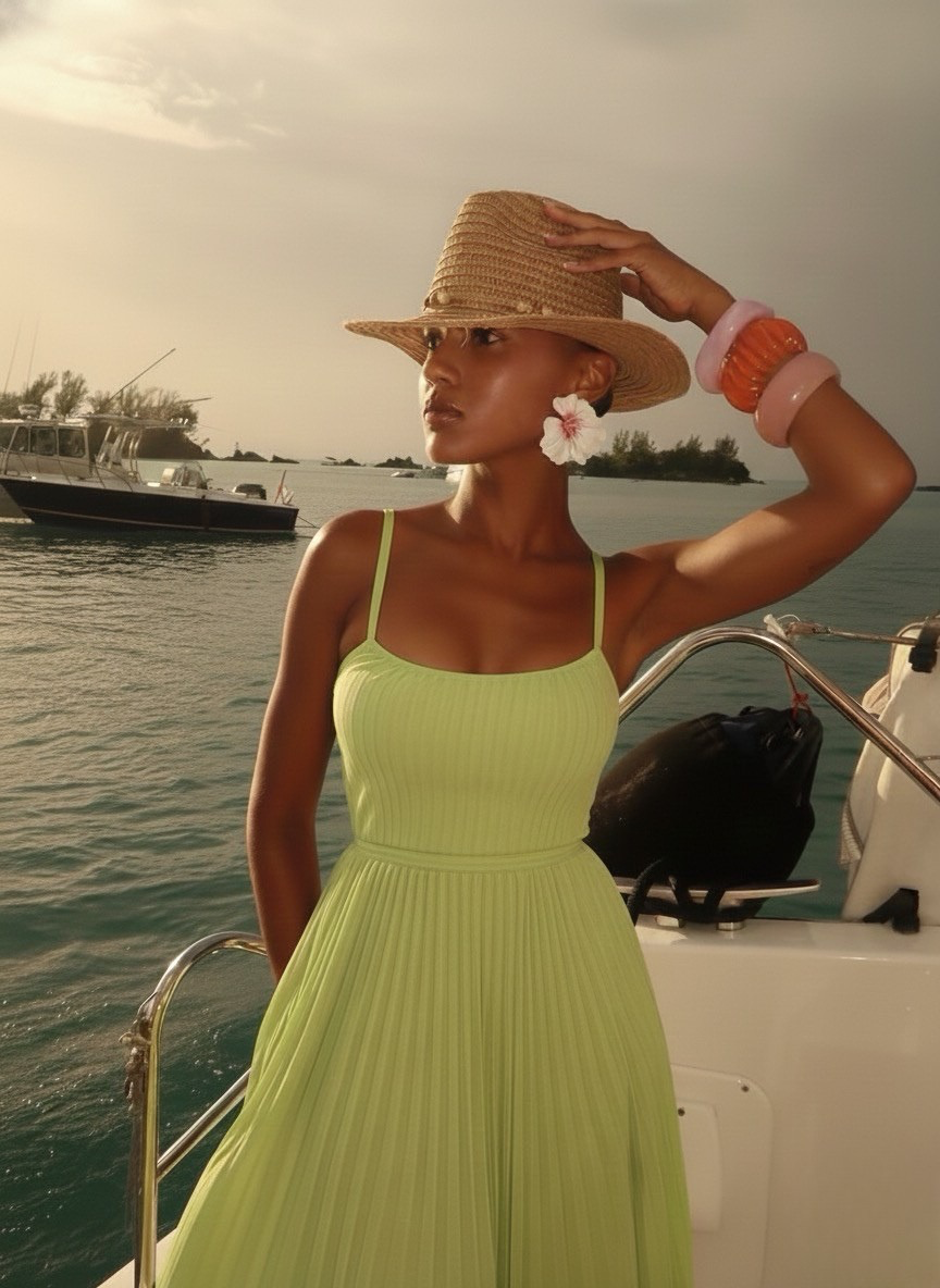 Lime green flare dress