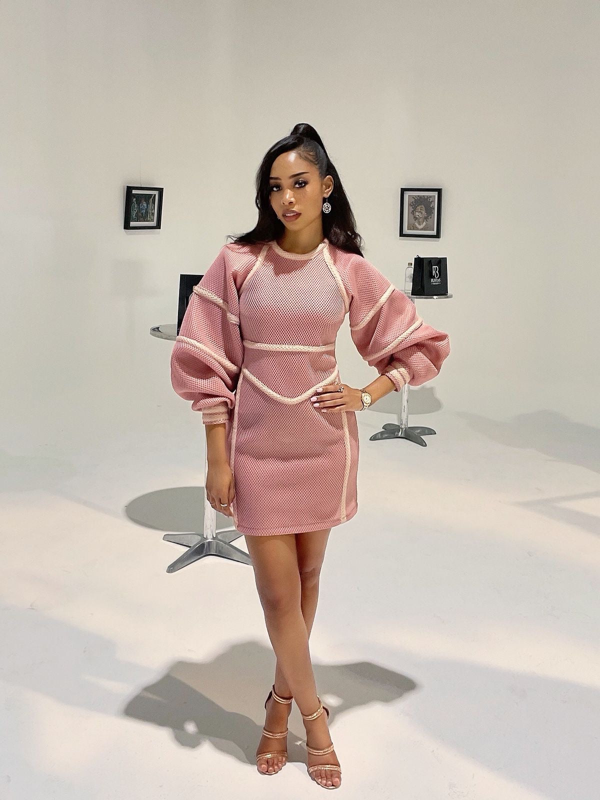The Rose Contour Puff Sleeve Dress