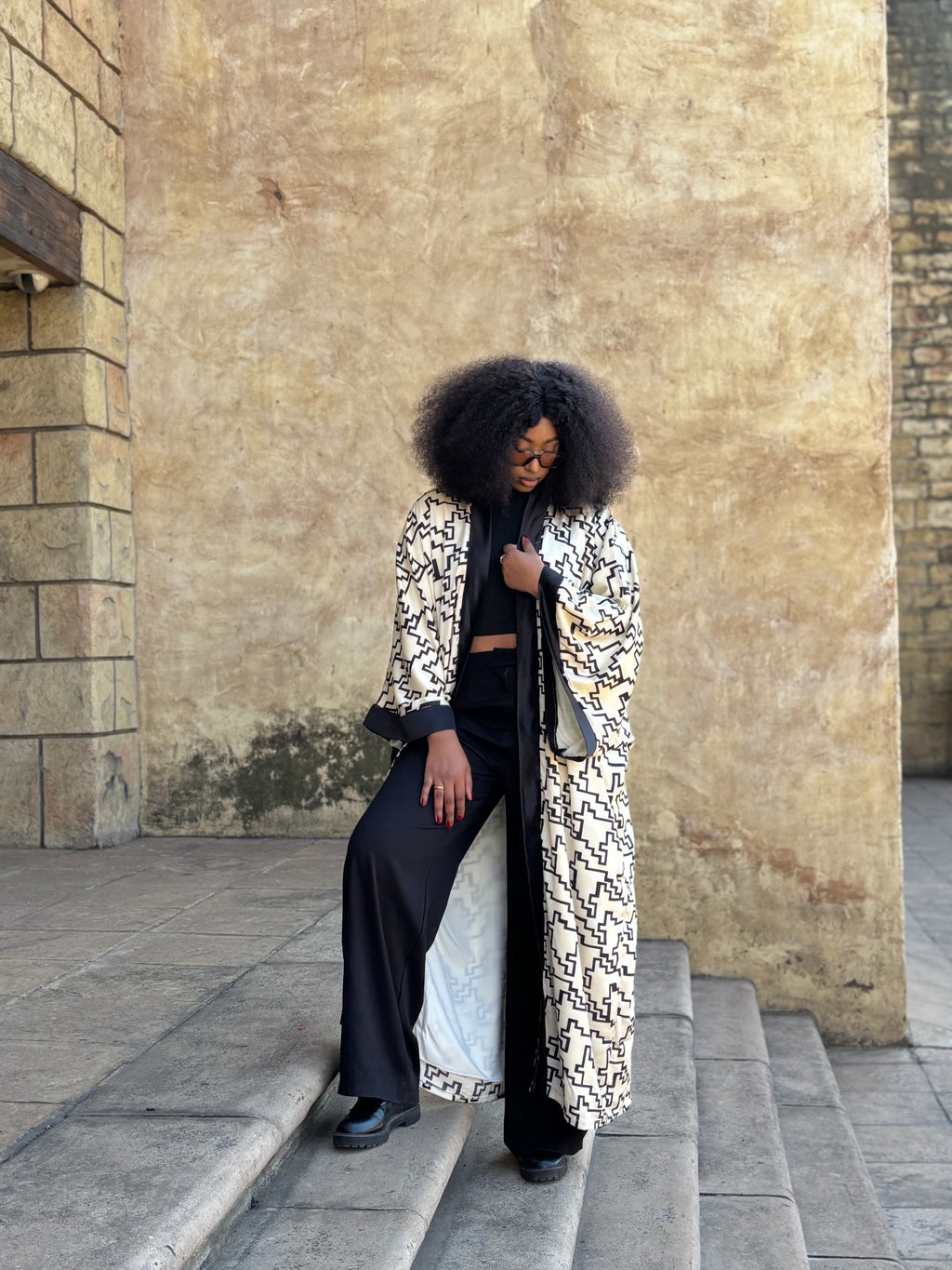 Black and white pttern Kaftin